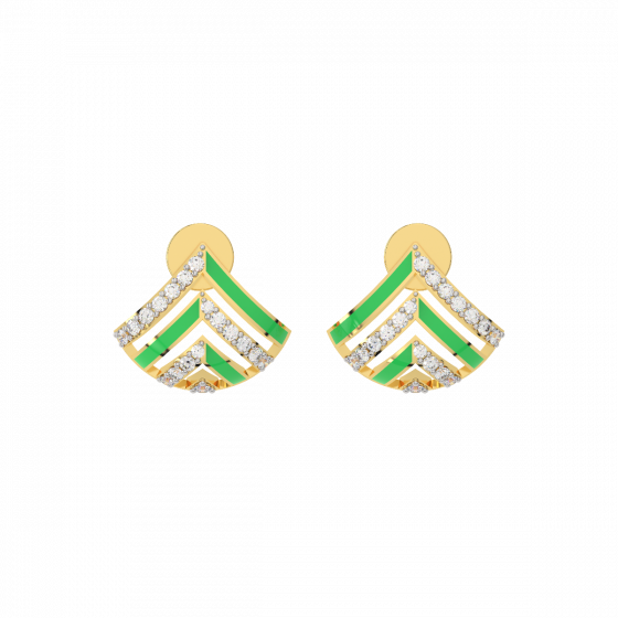 Diamond and Gold Christmas Enamel Earring