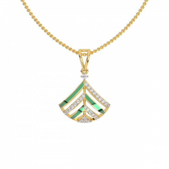 Diamond and Gold Christmas Enamel Pendant