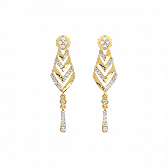 Diamond and Gold Christmas Tree Earrings