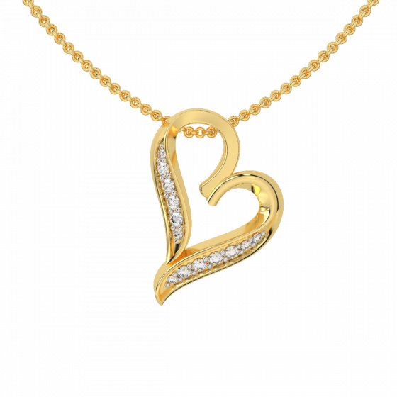 The Dazzle Heart Gold Diamond Heart Pendant