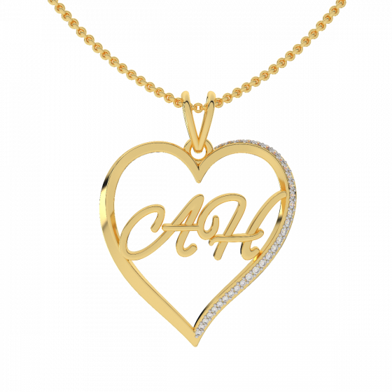 Get It Customized Couple Initials Gold Diamond Pendant