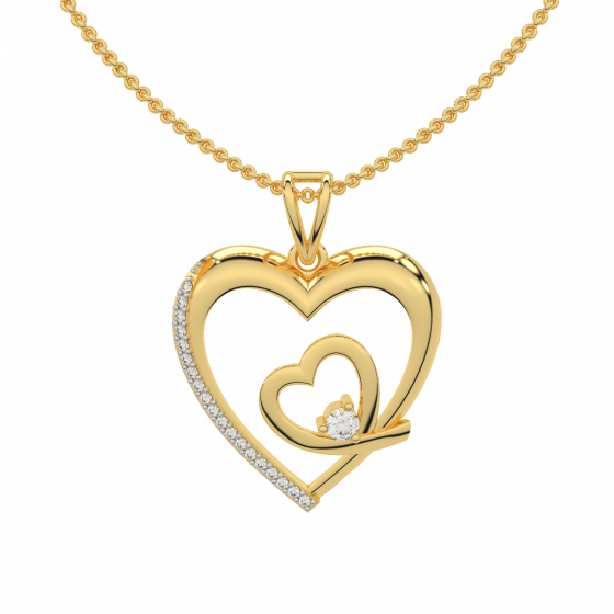 Like A Heartbeat Gold Diamond Heart Pendant