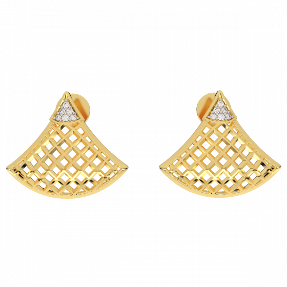 The Golden Lattice Diamond Stud Earrings