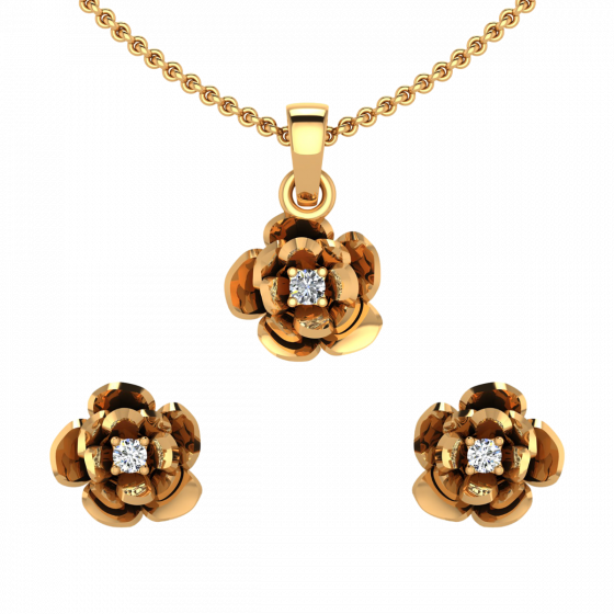 The Tiny Flower Diamond Pendant Set