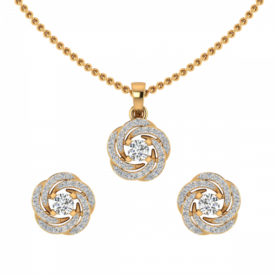 The Floral Whirl Diamond Pendant Set