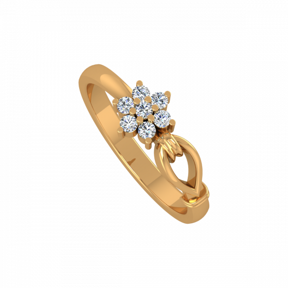 Floral Loop Gold Diamond Ring