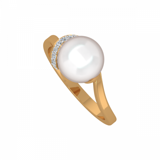 The Pearl Pebble Gold Diamond & Pearl Ring