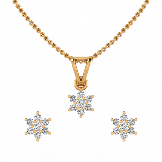 The Floral Spangle Diamond Pendant Set