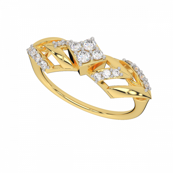 Diamond and Gold Christmas Star Ring