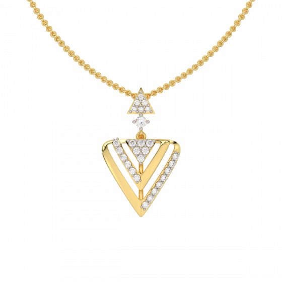 Diamond and Gold Christmas Triangle Pendant