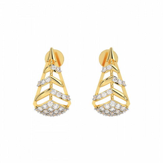 Christmas Tree Diamond and Gold Earring