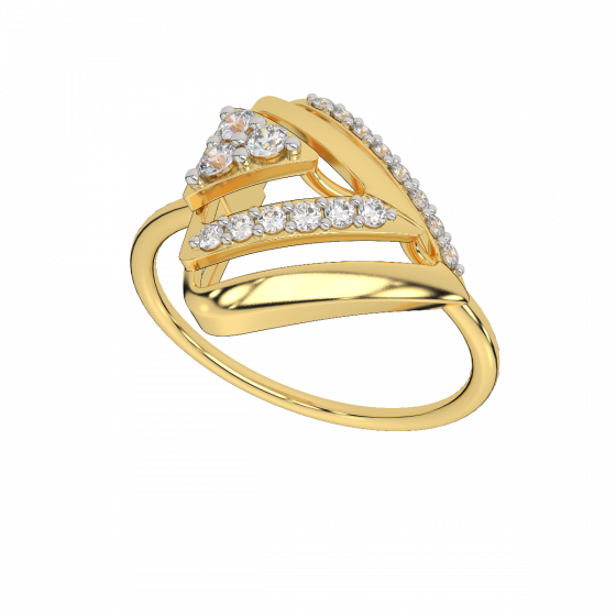 Diamond and Gold Christmas Triangle Ring