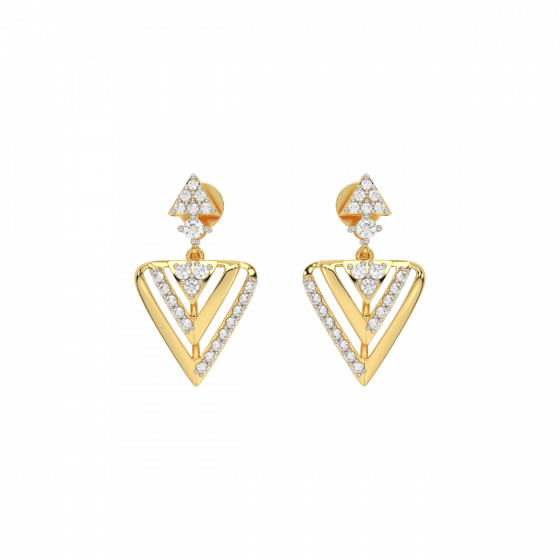 Diamond and Gold Christmas Triangle Earring