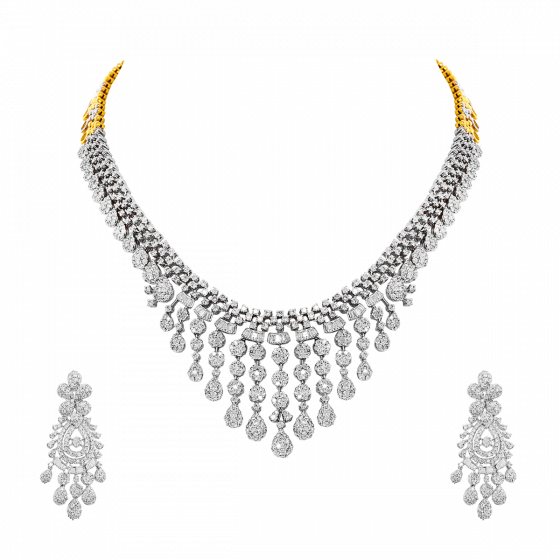 Designer Gold & Diamond Bib Statement Necklace Set