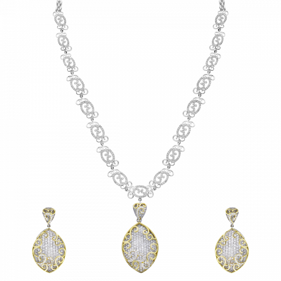 Designer Gold & Diamond Filigree Necklace Set