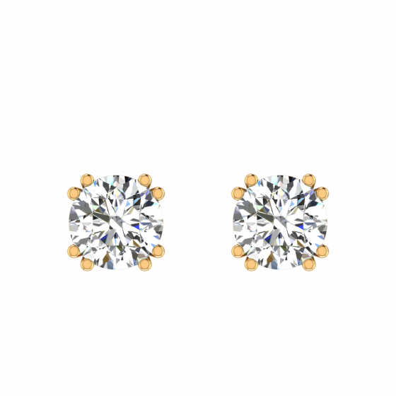 A Quarter Carats Solitaire Diamond Earrings Studs