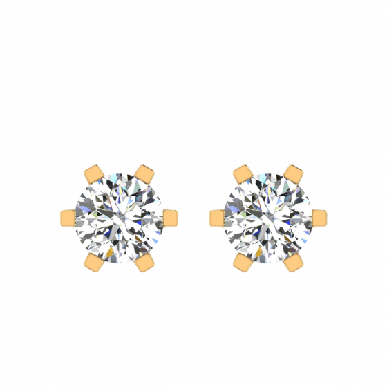 A Quarter Carats Solitaire Diamond Earrings Studs