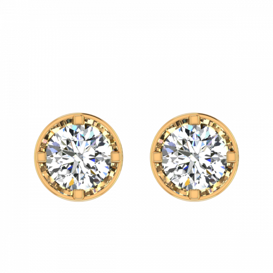 A Quarter Carats Solitaire Diamond Earrings Studs