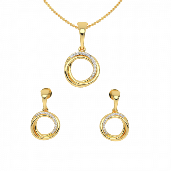 The Half Rounds Diamond Pendant Set