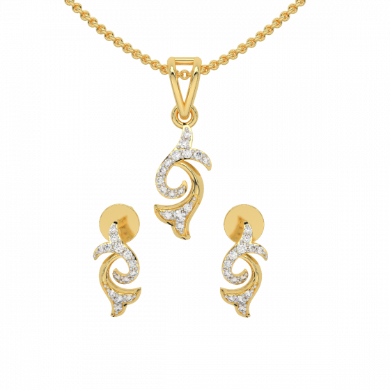 Double Magnolia Diamond Pendant Set