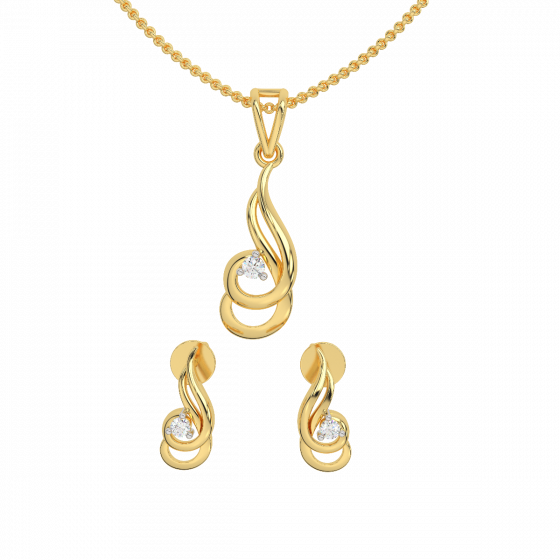Golden Twirls Diamond Pendant Set