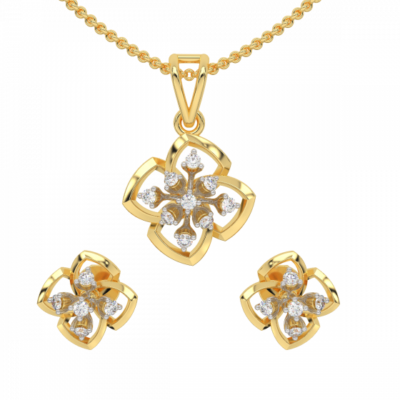 The Dramatic Flower Diamond Pendant Set