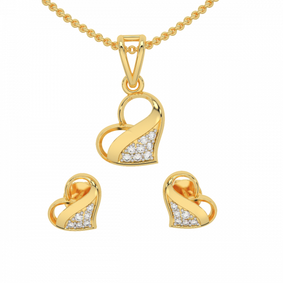 Melting Heart Diamond Pendant Set