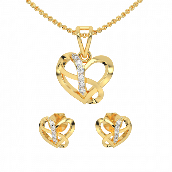 The Heart Infinity Diamond Pendant Set