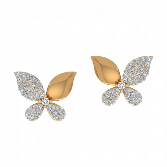 Happy Butterfly Diamond Stud Earrings