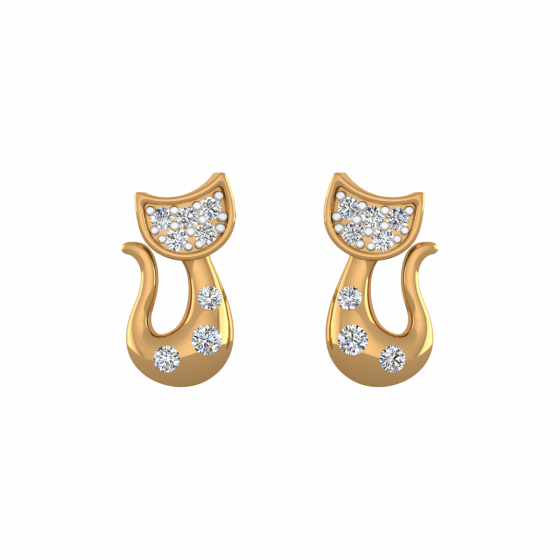 Kitty Treat Diamond Stud Earrings