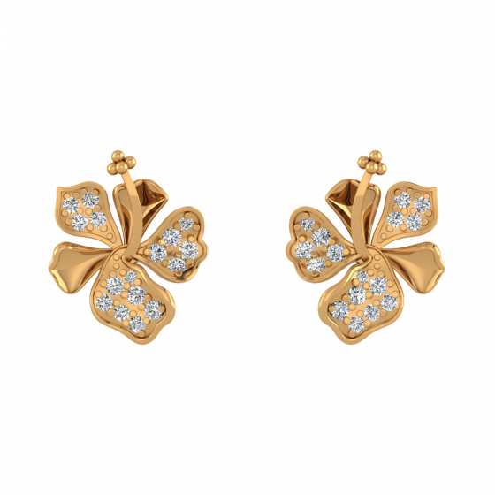Fancy Floral Diamond Stud Earrings