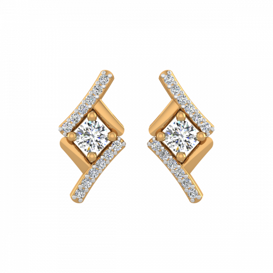The Round Square Diamond Stud Earrings