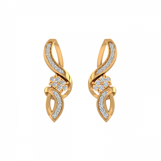 Golden Curves Diamond Stud Earrings