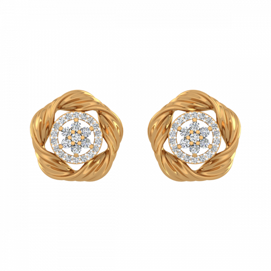 Golden Glow Diamond Stud Earrings