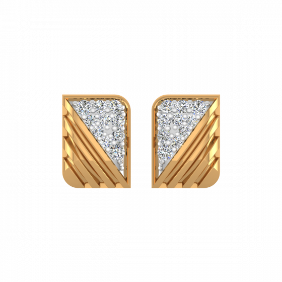 The Golden Stripes Diamond Stud Earrings