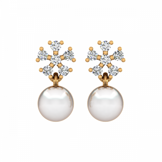 The Snowflakes Gold Diamond & Pearl Earring