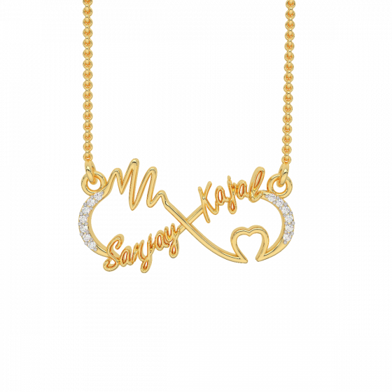 Infinity Best Couple Name Gold Diamond Pendant