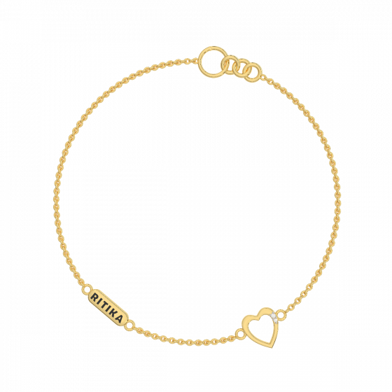 The Name and Heart with Diamonds Bracelet