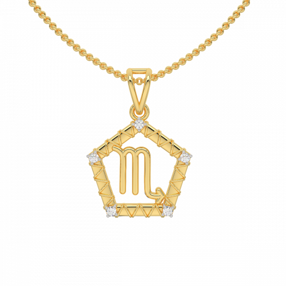 Scorpio Zodiac Sun Sign Gold Diamond Pendant