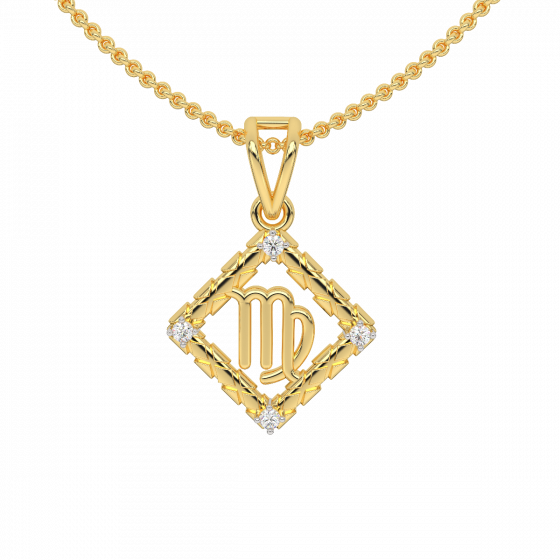 Virgo Zodiac Sun Sign Gold Diamond Pendant