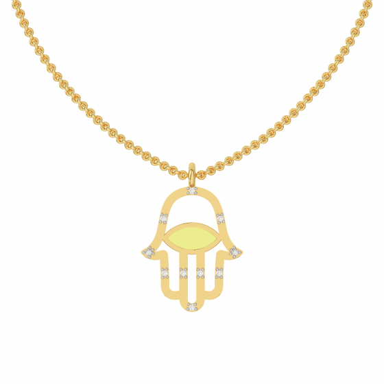 Evil Eye Hamsa Diamond and Enamel Charm Pendant