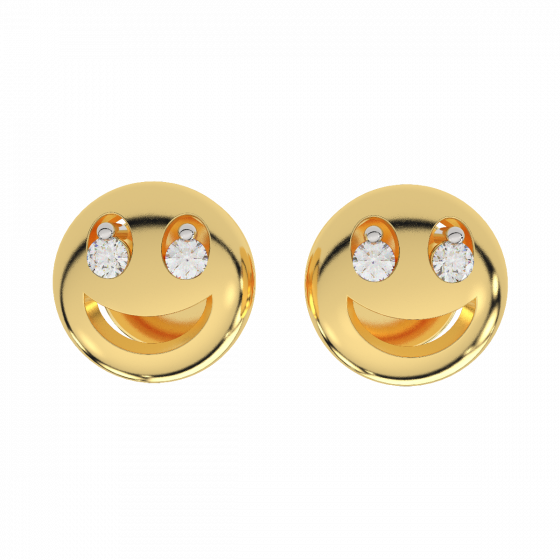 The Smiling Smily Gold Diamond Kids Earring