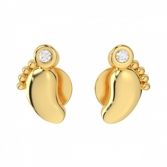 The Baby Feet Gold Diamond Kids Earring