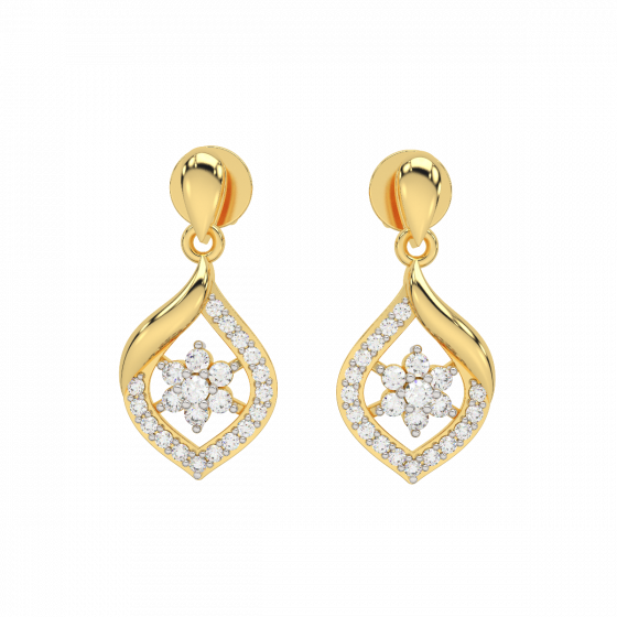 The Floral Sway Gold Diamond Earrings