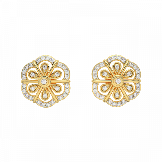 The Floral Gold Diamond Earrings