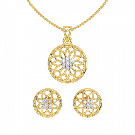 Fantastic Flower Diamond Pendant Set