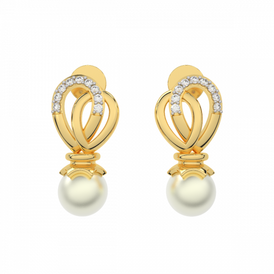 The Flying Pearls Gold Diamond & Pearl Earring