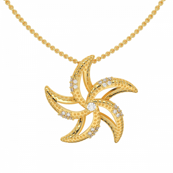 Make Wish Starfish Gold Diamond Pendant