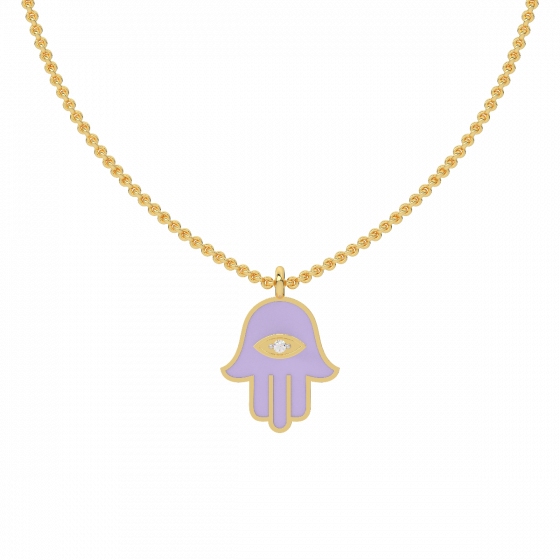The Enamel and Diamond Hamsa Evil eye Charm Pendant
