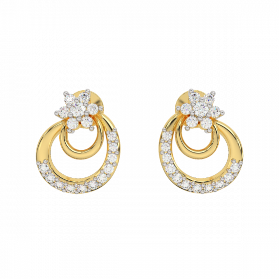 Floral Suave Gold Diamond Earrings